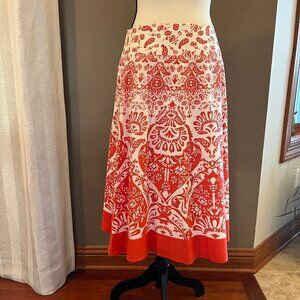 Talbots Beautiful Orange and White Paisley/Bandana Print Skirt, Size 4